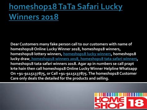 homeshop18 lucky draw contact|Contact .